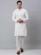 Jompers Men's White Embroidered Sequinned Kurta with Churidar | Grocsy