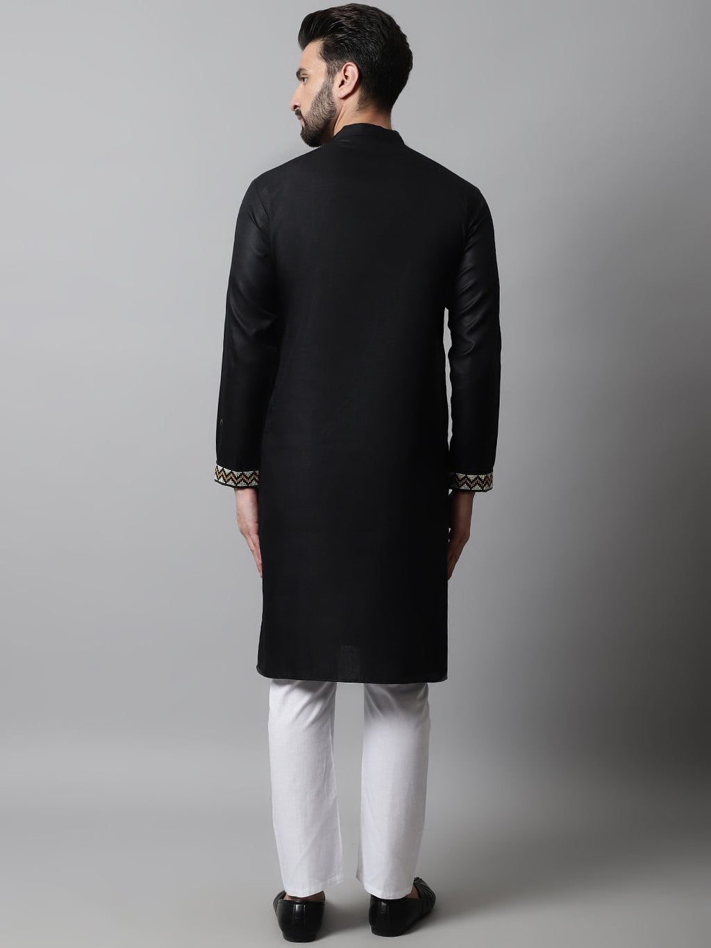 Jompers Men's Black Embroidered Kurta with Churidar | Grocsy