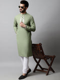 Jompers Men's Pista Green Embroidered Mirror Work Kurta with Churidar | Grocsy