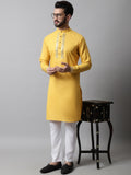 Jompers Men's Yellow Embroidered Mirror Work Kurta with Churidar | Grocsy