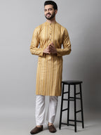 Jompers Men's Beige Foil Printed Kurta with Churidar | Grocsy