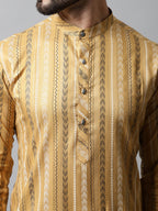 Jompers Men's Beige Foil Printed Kurta with Churidar | Grocsy