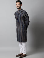Jompers Men's Navy Blue Foil Printed Kurta with Churidar | Grocsy