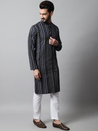 Jompers Men's Navy Blue Foil Printed Kurta with Churidar | Grocsy