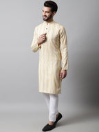 Jompers Men's Beige Geomatric Printed Kurta with Churidar | Grocsy