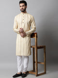 Jompers Men's Beige Geomatric Printed Kurta with Churidar | Grocsy
