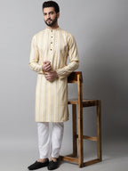 Jompers Men's Beige Geomatric Printed Kurta with Churidar | Grocsy
