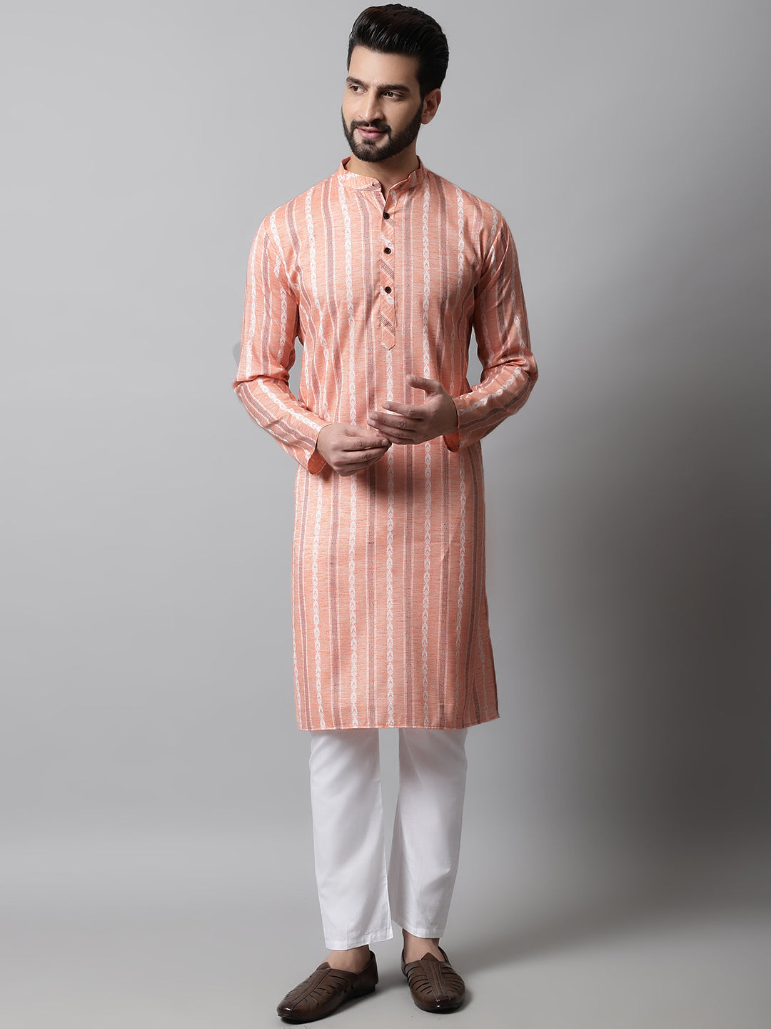 Jompers Men's Coral Geomatric Printed Kurta with Churidar | Grocsy