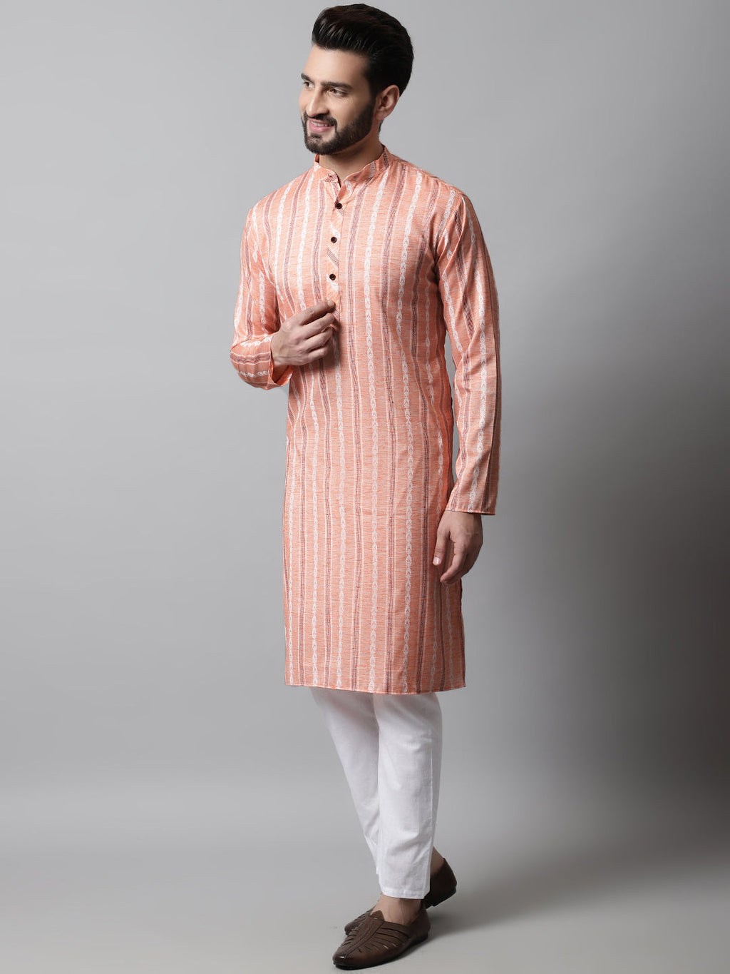 Jompers Men's Coral Geomatric Printed Kurta with Churidar | Grocsy