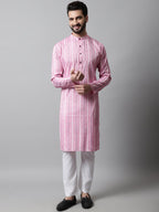 Jompers Men's Pink Geomatric Printed Kurta with Churidar | Grocsy