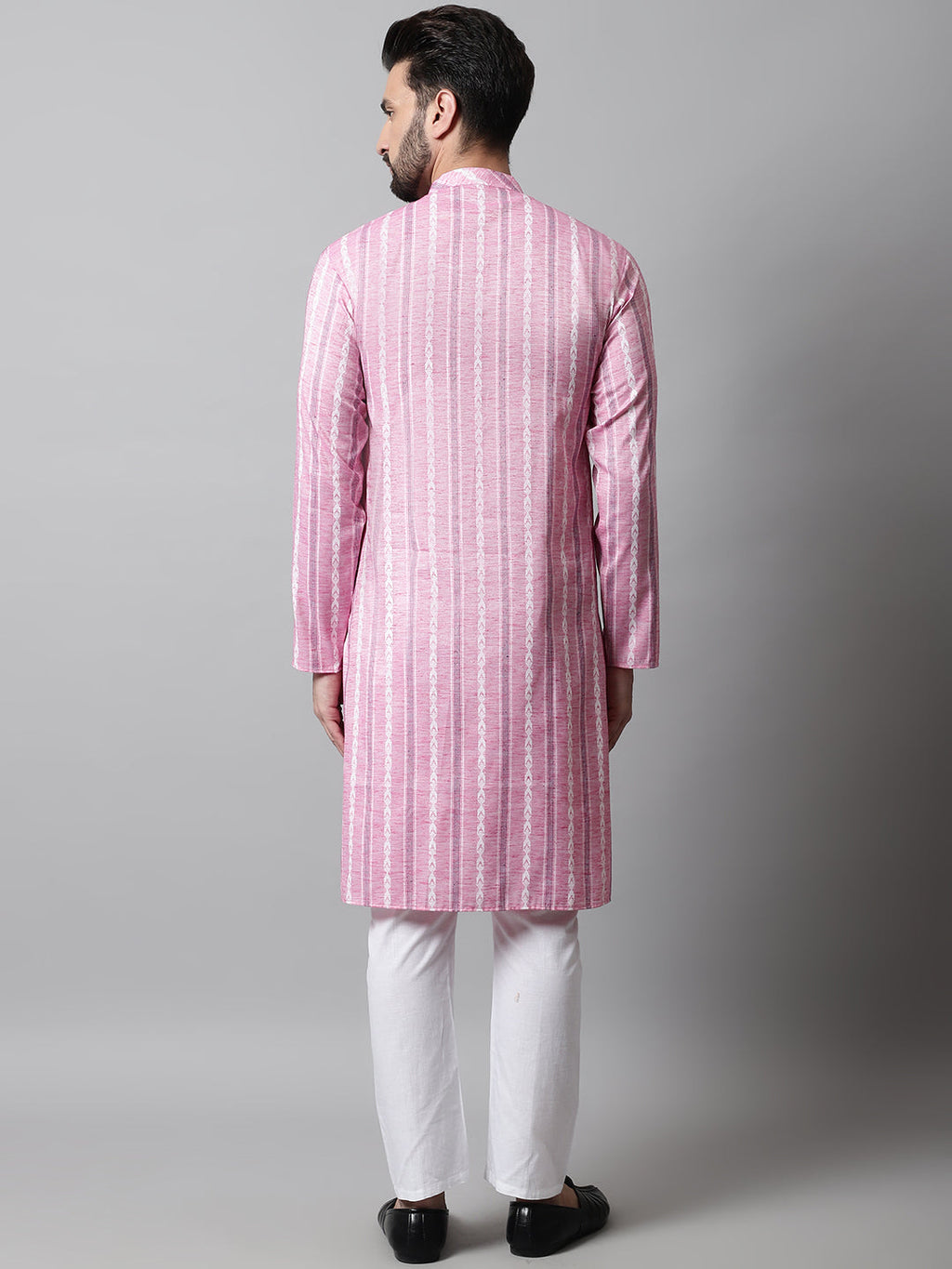 Jompers Men's Pink Geomatric Printed Kurta with Churidar | Grocsy