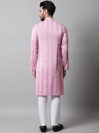 Jompers Men's Pink Geomatric Printed Kurta with Churidar | Grocsy