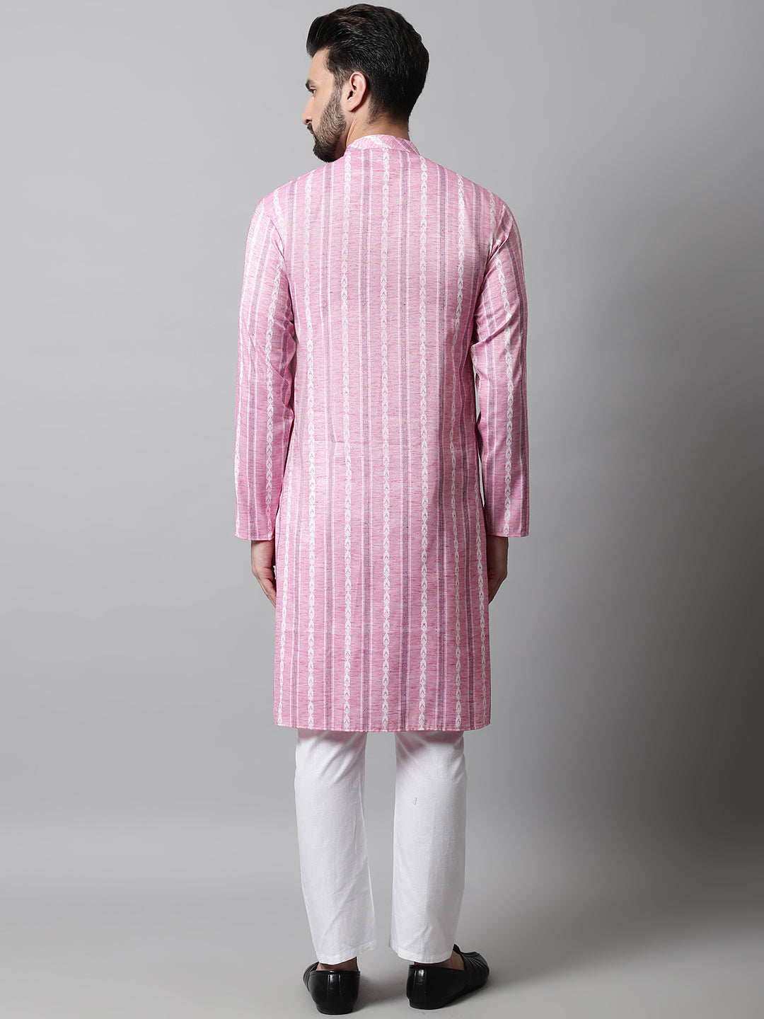 Jompers Men's Pink Geomatric Printed Kurta with Churidar | Grocsy