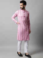 Jompers Men's Pink Geomatric Printed Kurta with Churidar | Grocsy