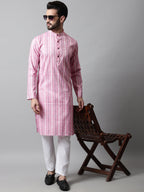 Jompers Men's Pink Geomatric Printed Kurta with Churidar | Grocsy