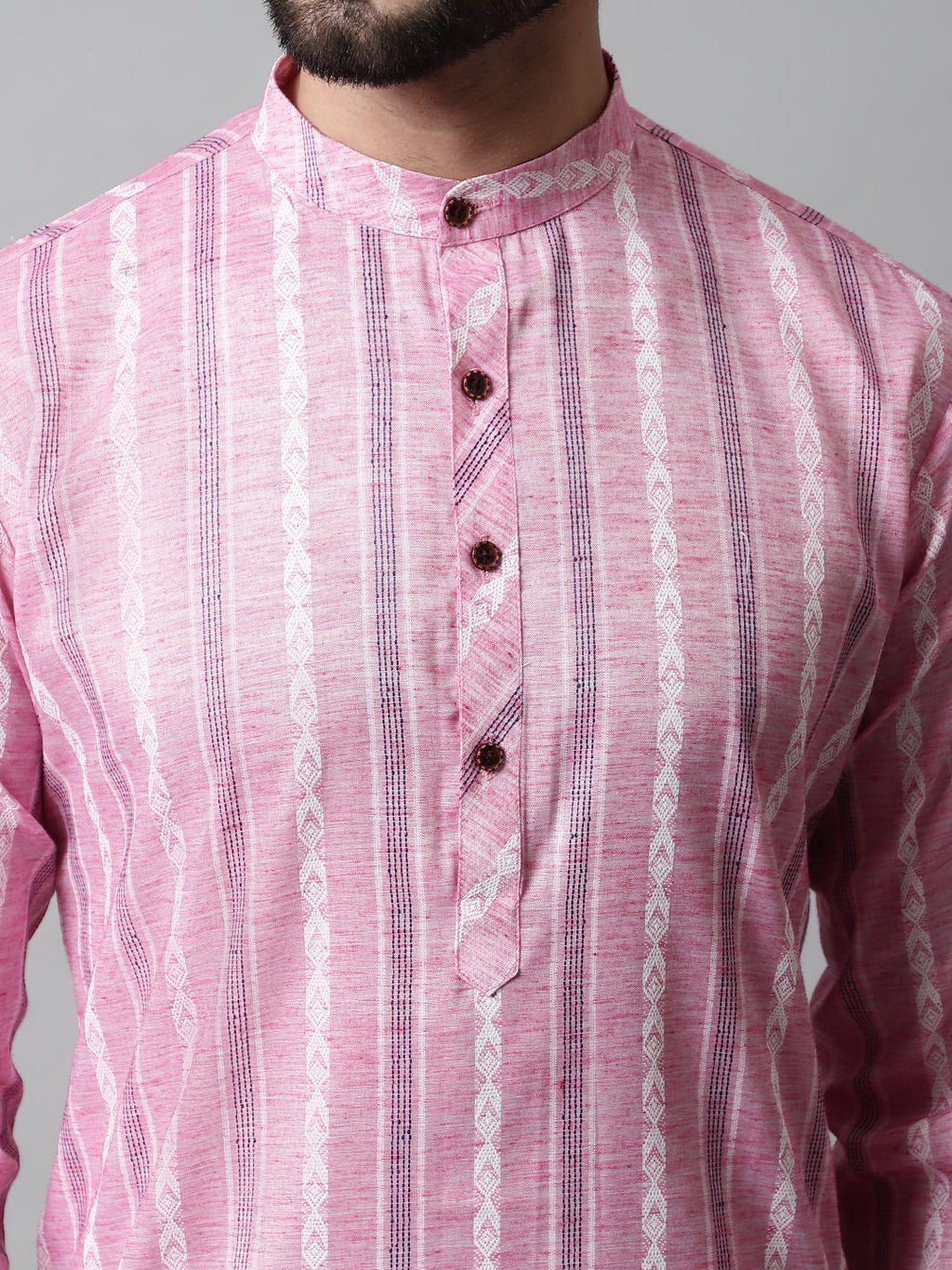 Jompers Men's Pink Geomatric Printed Kurta with Churidar | Grocsy