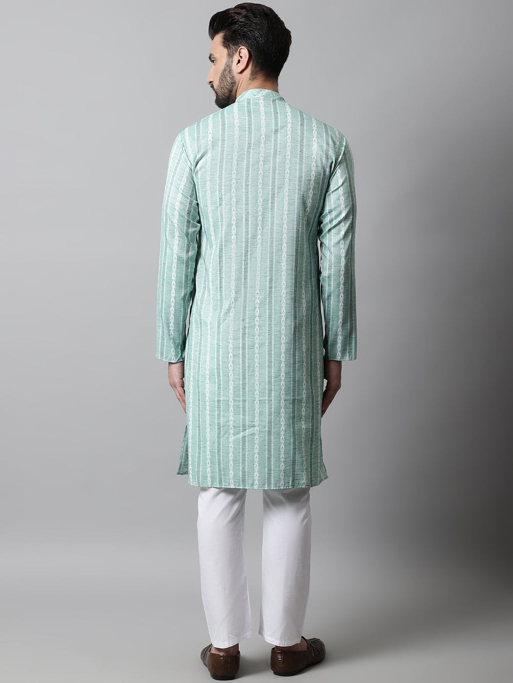 Jompers Men's Sky Blue Geomatric Printed Kurta with Churidar | Grocsy
