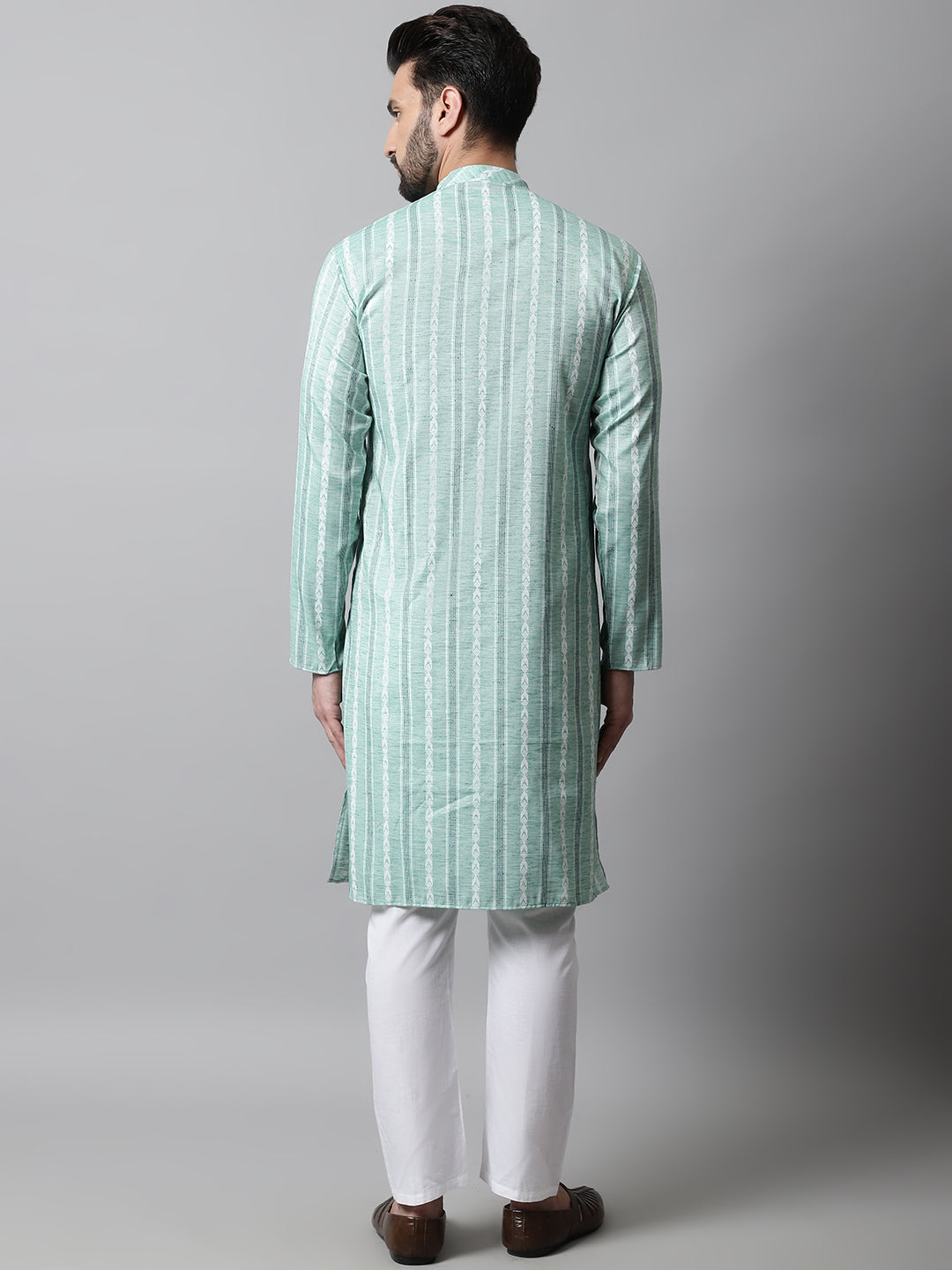 Jompers Men's Sky Blue Geomatric Printed Kurta with Churidar | Grocsy
