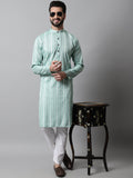 Jompers Men's Sky Blue Geomatric Printed Kurta with Churidar | Grocsy