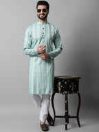 Jompers Men's Sky Blue Geomatric Printed Kurta with Churidar | Grocsy