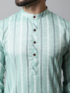 Jompers Men's Sky Blue Geomatric Printed Kurta with Churidar | Grocsy