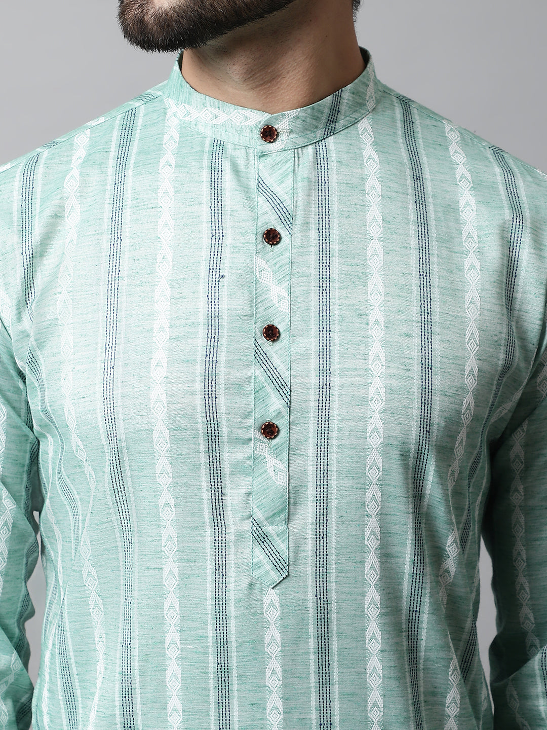 Jompers Men's Sky Blue Geomatric Printed Kurta with Churidar | Grocsy