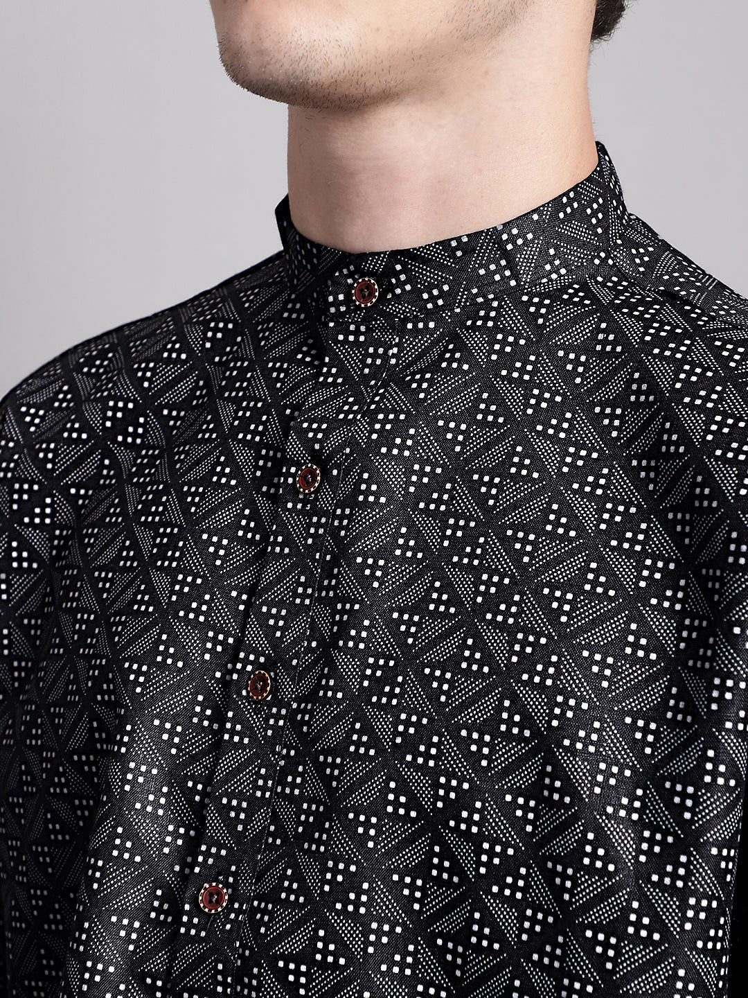 Jompers Men's Black Printed Pure Cotton Kurta Payjama Set | Grocsy