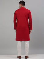 Jompers Men's Maroon Embroidered Straight Kurta Pyjama Set | Grocsy
