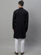 Jompers Men's Embroidered Mirror Work Kurta Payjama Sets - Black | Grocsy