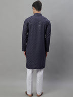 Jompers Men's Grey Chikankari Embroidered and Sequence Kurta with Pyjama | Grocsy