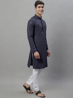 Jompers Men's Grey Chikankari Embroidered and Sequence Kurta with Pyjama | Grocsy