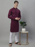 Jompers Men's Purple Chikankari Embroidered and Sequence Kurta with Pyjama | Grocsy