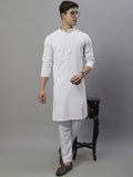 Jompers Men's White Chikankari Embroidered and Sequence Kurta with Pyjama | Grocsy