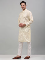 Jompers Men's Cream Embroidered Kurta with Pyjama | Grocsy
