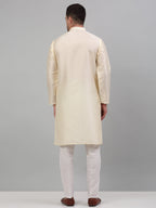 Jompers Men's Cream Embroidered Kurta with Pyjama | Grocsy