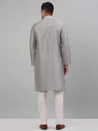 Jompers Men's Grey Embroidered Kurta with Pyjama | Grocsy