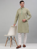 Jompers Men's Green Embroidered Kurta with Pyjama | Grocsy