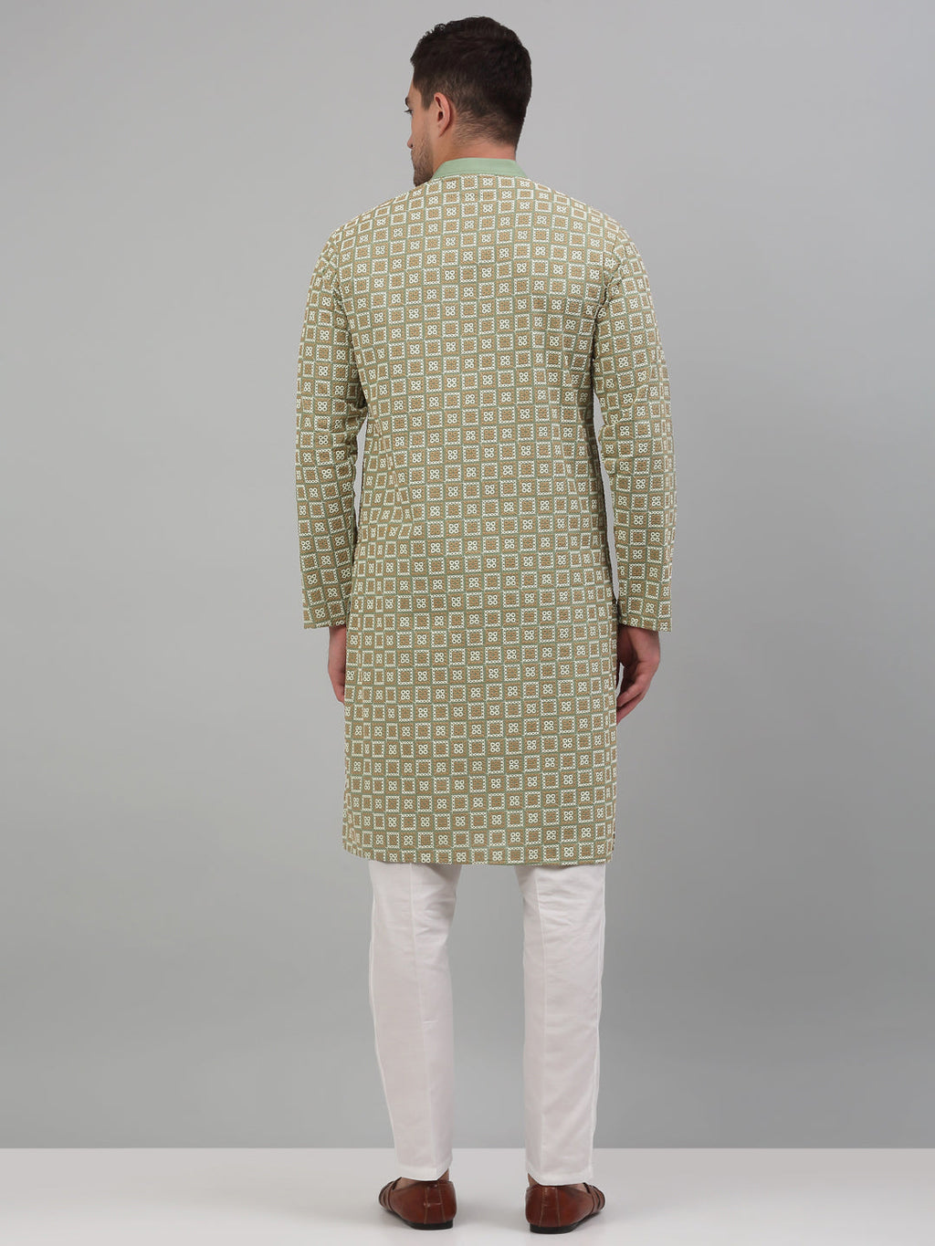 Jompers Men's Green Embroidered Kurta with Pyjama | Grocsy