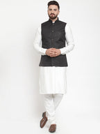 Jompers Men's Solid Kurta Pajama with Solid Waistcoat | Grocsy
