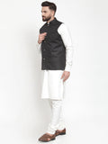 Jompers Men's Solid Kurta Pajama with Solid Waistcoat | Grocsy