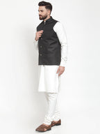 Jompers Men's Solid Kurta Pajama with Solid Waistcoat | Grocsy