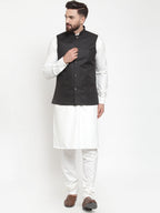 Jompers Men's Solid Kurta Pajama with Solid Waistcoat | Grocsy