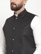 Jompers Men's Solid Kurta Pajama with Solid Waistcoat | Grocsy