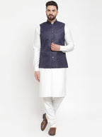 Jompers Men's Beautiful Solid Kurta Pajama with Solid Waistcoat | Grocsy