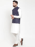 Jompers Men's Beautiful Solid Kurta Pajama with Solid Waistcoat | Grocsy