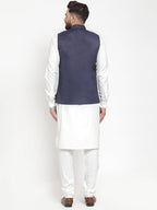 Jompers Men's Beautiful Solid Kurta Pajama with Solid Waistcoat | Grocsy