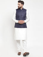 Jompers Men's Beautiful Solid Kurta Pajama with Solid Waistcoat | Grocsy