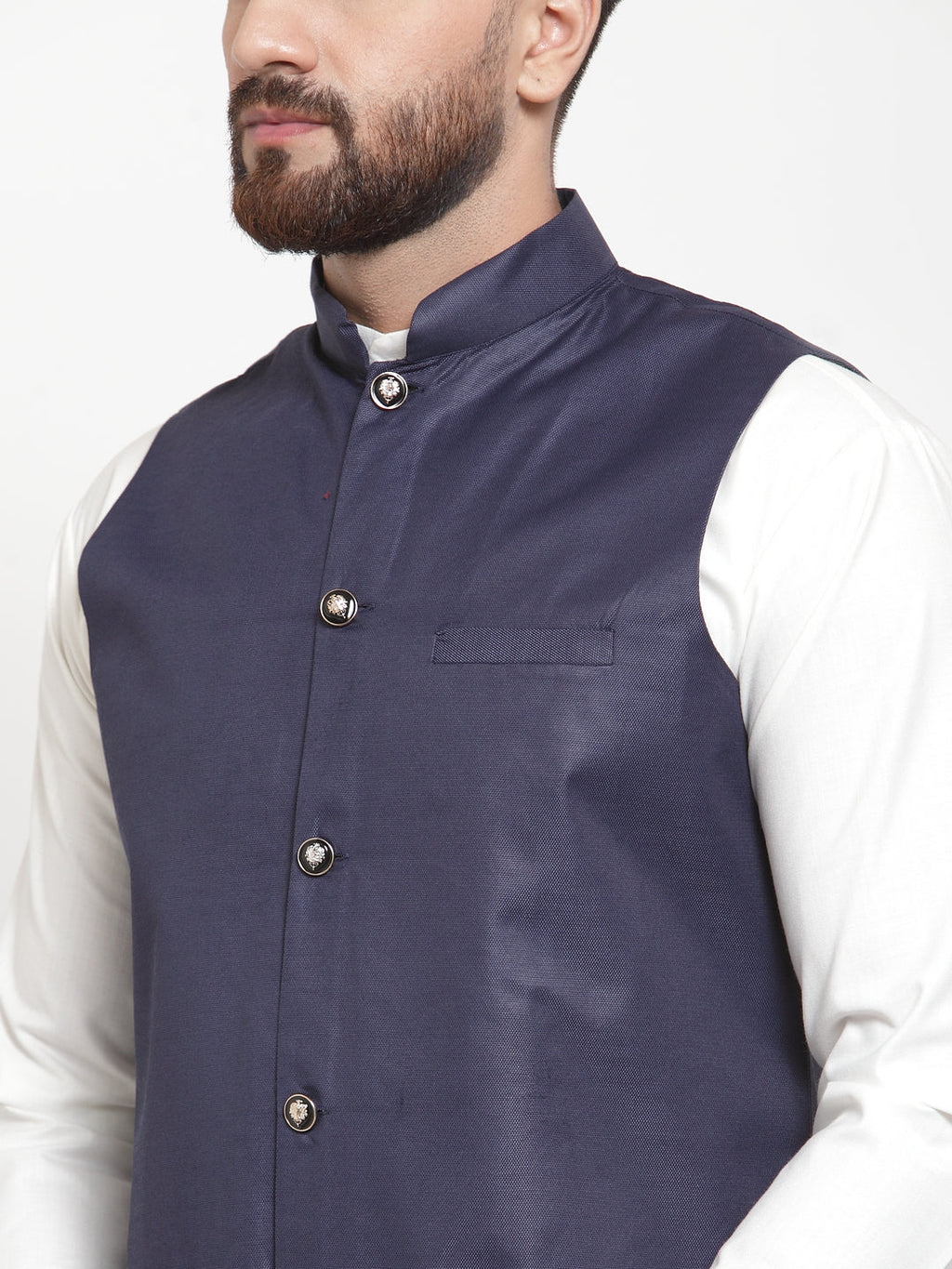 Jompers Men's Beautiful Solid Kurta Pajama with Solid Waistcoat | Grocsy