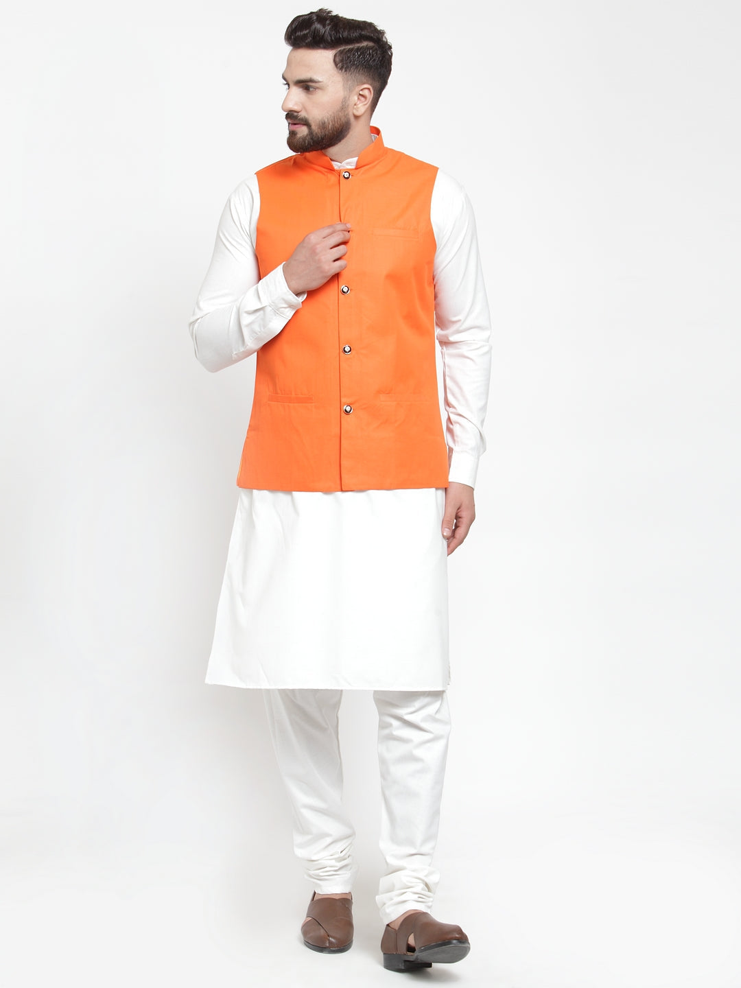 Jompers Men Solid Kurta Pajama with Solid Waistcoat | Grocsy