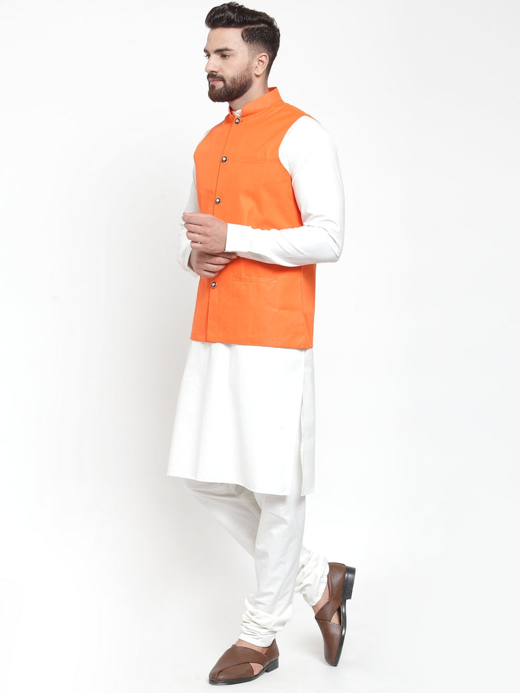 Jompers Men Solid Kurta Pajama with Solid Waistcoat | Grocsy